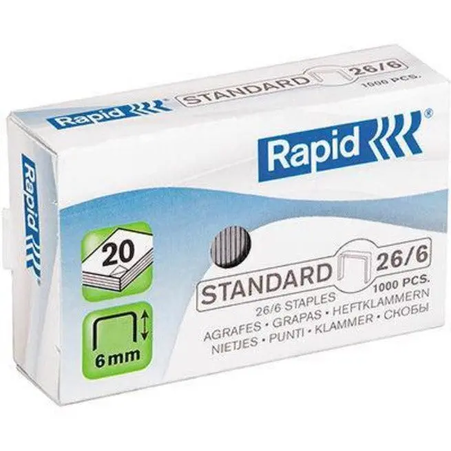Rapid Standard Staples 26/6 Box 1000 1
