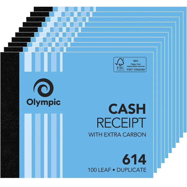 Olympic 614 Cash Receipt Book Carbon Duplicate 100 Leaf Pack 10 1
