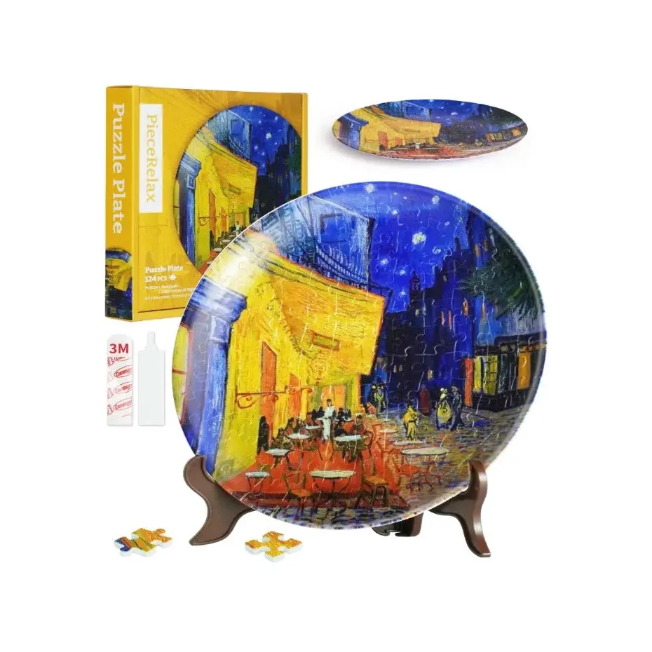 Pintoo 3D Plate Van Gogh Cafe Terrace At Night Puzzle 1