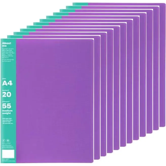 Colourhide My Wingman Display Book 20 Pockets Medium Weight A4 Purple Pack 12 1