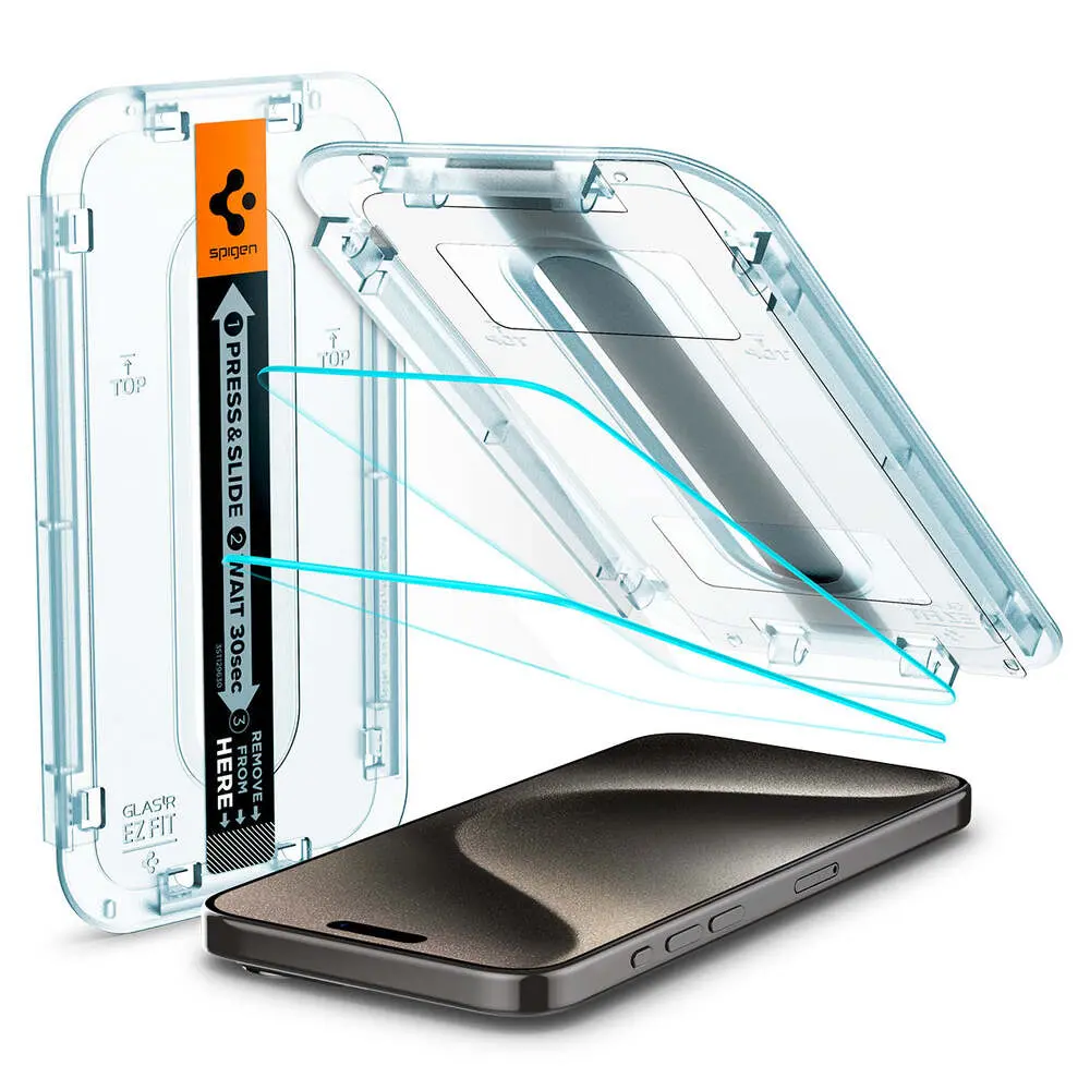 Spigen Apple Iphone 15 Pro Max Ez Fit Glas.Tr Slim 2Pcs Glass Screen Protector - Clear 1