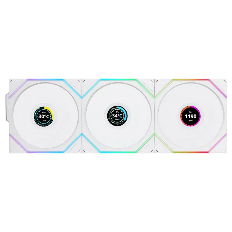 Lian Li Uni Fan Tl Lcd 120Mm Wireless Control Reverse Blade Fan White - (3-Pack) With Controller (12Rtllcd1w3w) 1