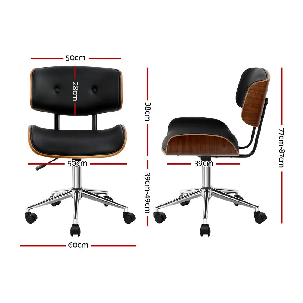Artiss Wooden Office Chair Pu Seat (Black/Brown) 2