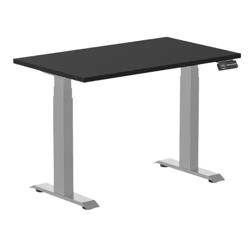 Desky Dual Mini Sit Stand Desk 1000X600 Black Desktop And Grey Frame 1