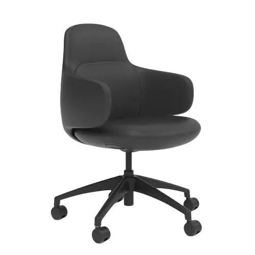 Desky Arco Office Chair - Black Microfiber Leather 1