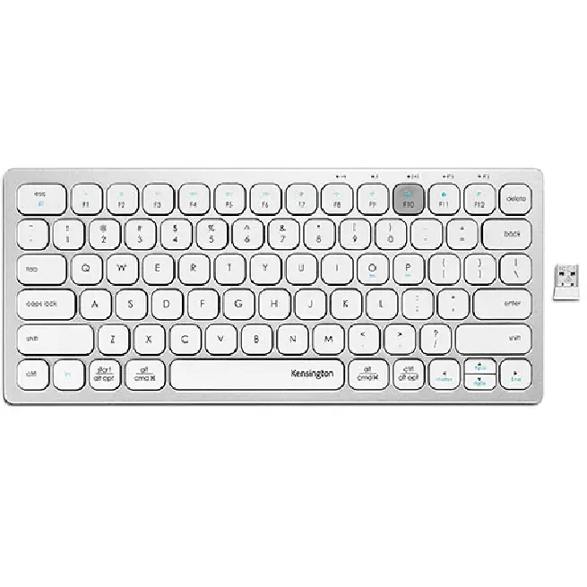 Kensington Compact Multi-Device Switchable Keyboard Wireless Bluetooth Usb Silver White 1