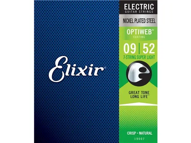 Elixir #19007 Electric Guitar 7 Strings Optiweb Steel 9-52 Super Light 1