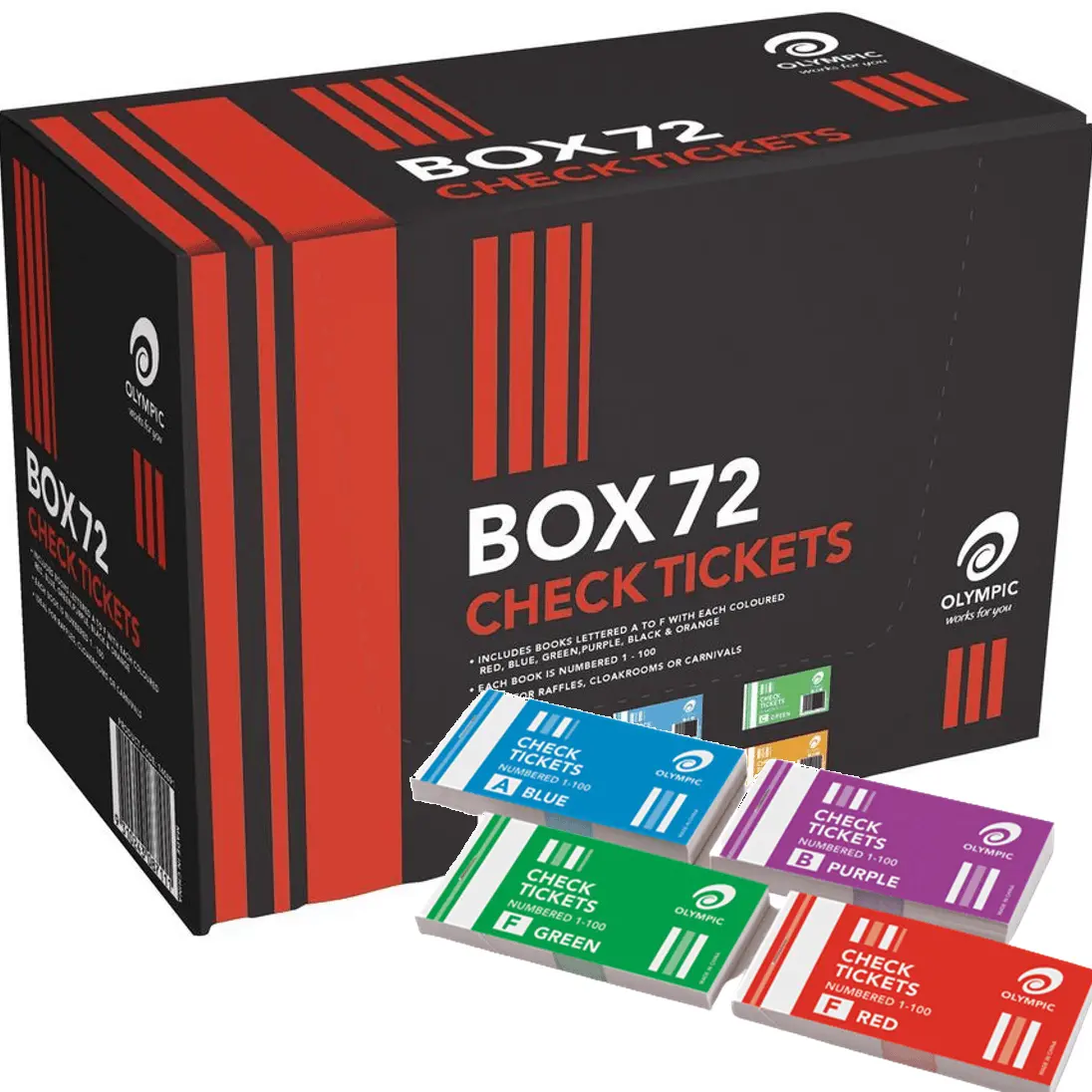 Olympic Check Ticket Books 72 Pack Pads 1-100 Numbered Raffles Events 1