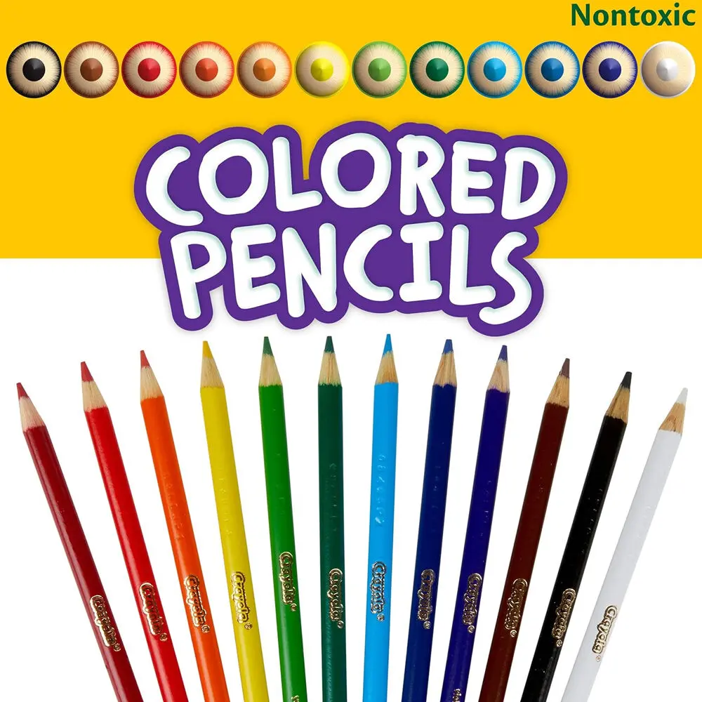 12Pc Crayola Full Size Triangular Coloured Pencils 3+ 2