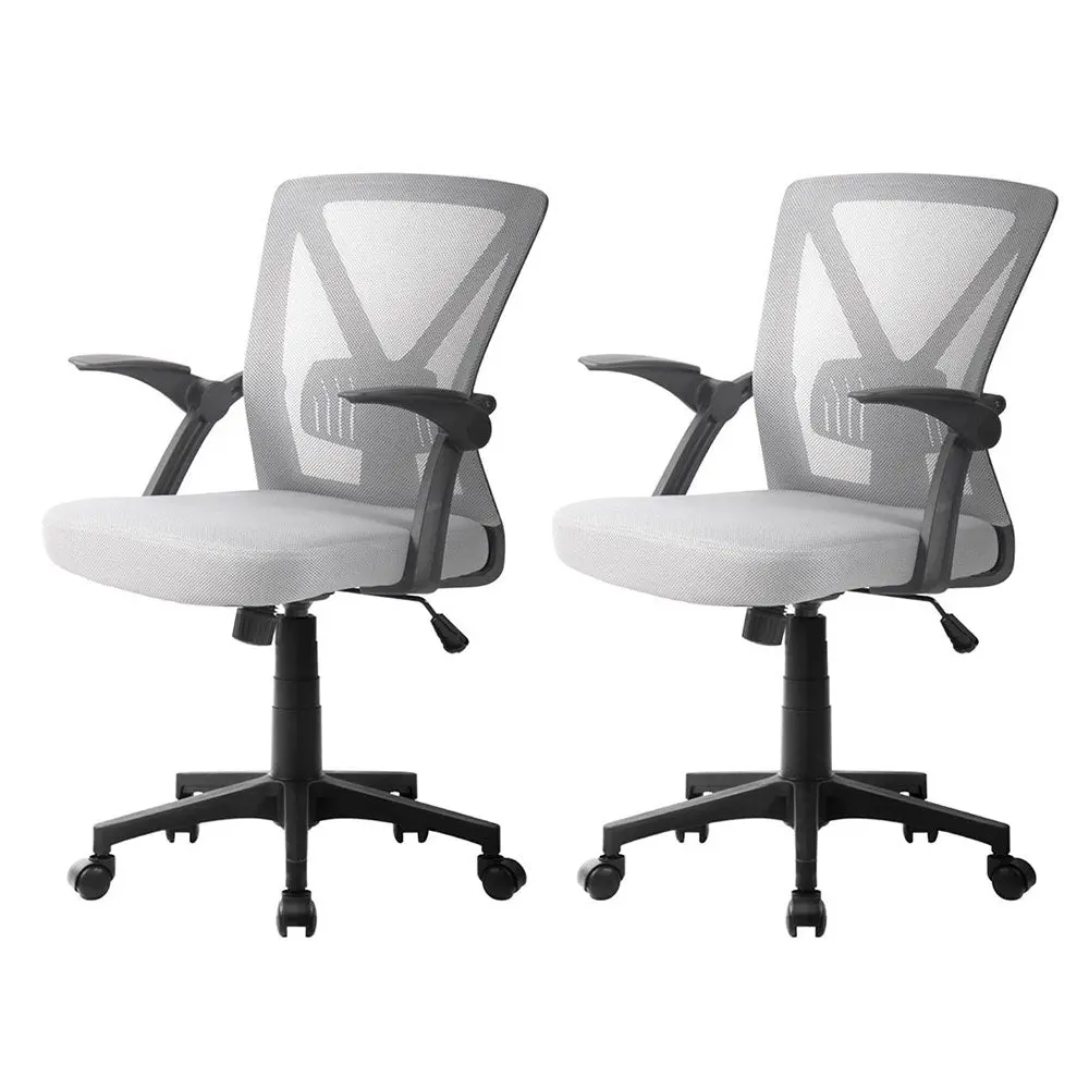 Artiss 2X Mesh Office Chair Mid Back (Grey) 1