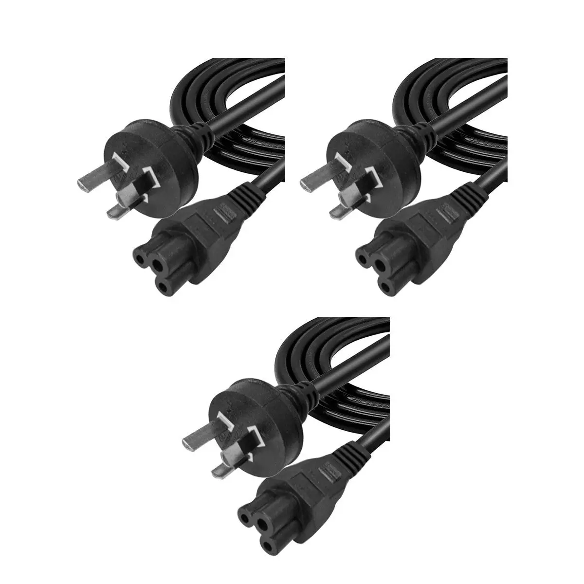 Booc 3Pk Australian Standard 3-Pin Power Cord (Cloverleaf / Iec C5)- H03vv-F- 1M 1