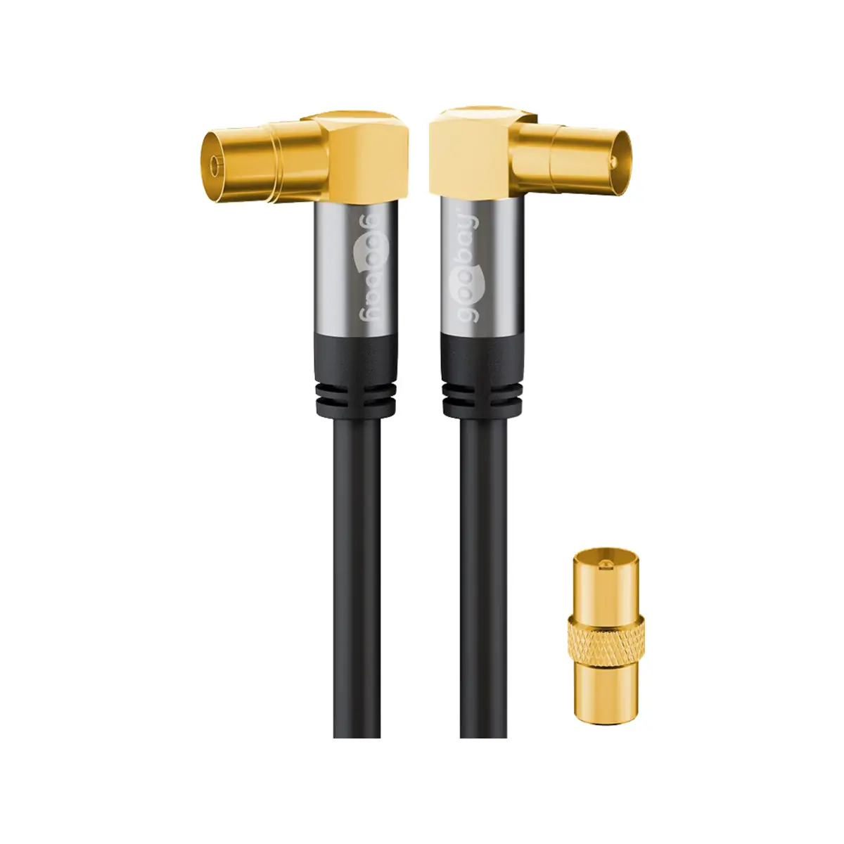 Goobay Antenna Cable (135 Db) (M/F) W/Adapter For Tv / Receiver (Sky Receiver) / Radio - Black 1