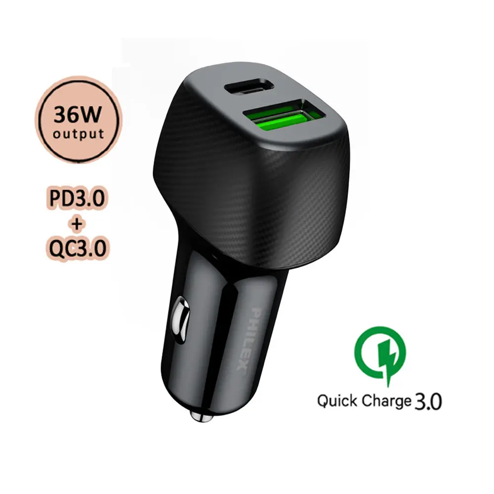 Philex Dual Outlet Quick Car Charger 2