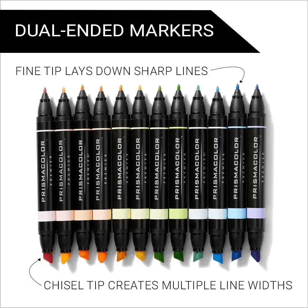 Prismacolor Premier Double Sided Pastel Art Markers Brush Chisel Tip Dual End 12 Pack 2