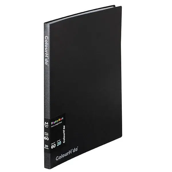 Colourhide Display Book Fixed A4 20 Sheet Pockets Black 6 Pack 2