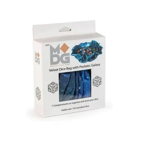 Fanroll By Metallic Dice Games Metallic Dice Games Velvet Compartment Dice Bag With Pockets Galaxy Blue 1