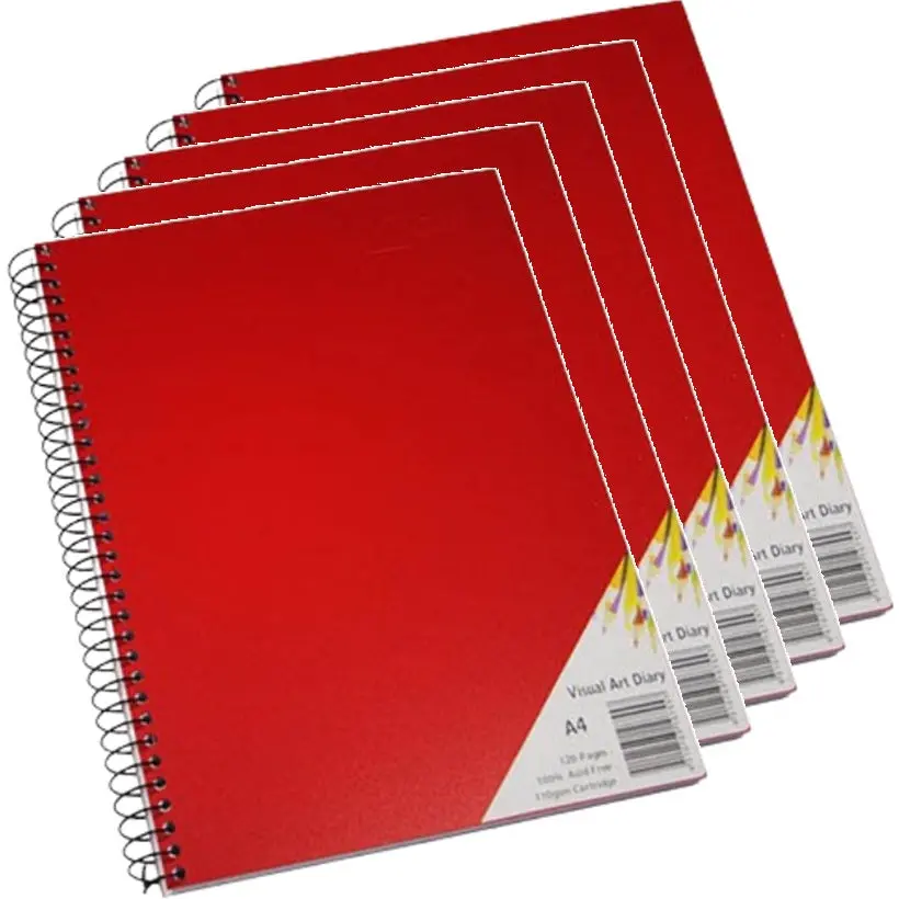 Quill Visual Art Diary Book 110Gsm 120 Page A4 Pp Red 5 Pack 1