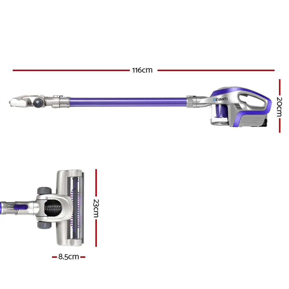Devanti Stick Vacuum Cleaner Cordless Hepa Filter Purple 150W 2