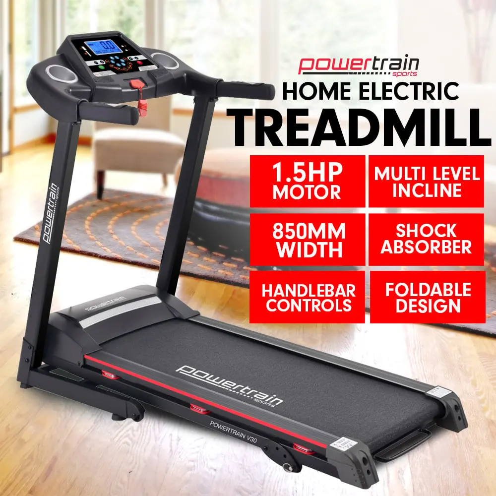 Powertrain V30 Foldable Treadmill 420Mm Running Belt 14.8Kmh Speed 3 Level Incline12 Programs Usb Aux 2