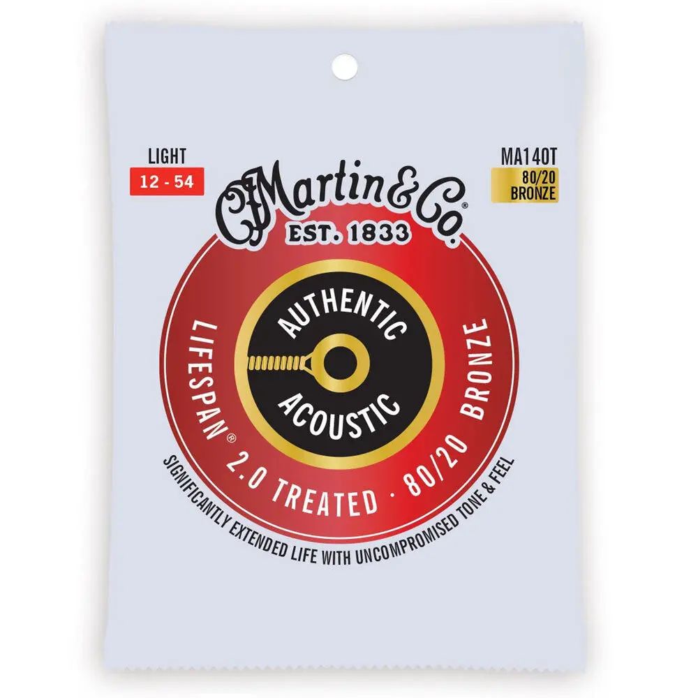 Martin Guitar Ma140t Authentic Acoustic Treated Strings 80/20 Bronze Light 1