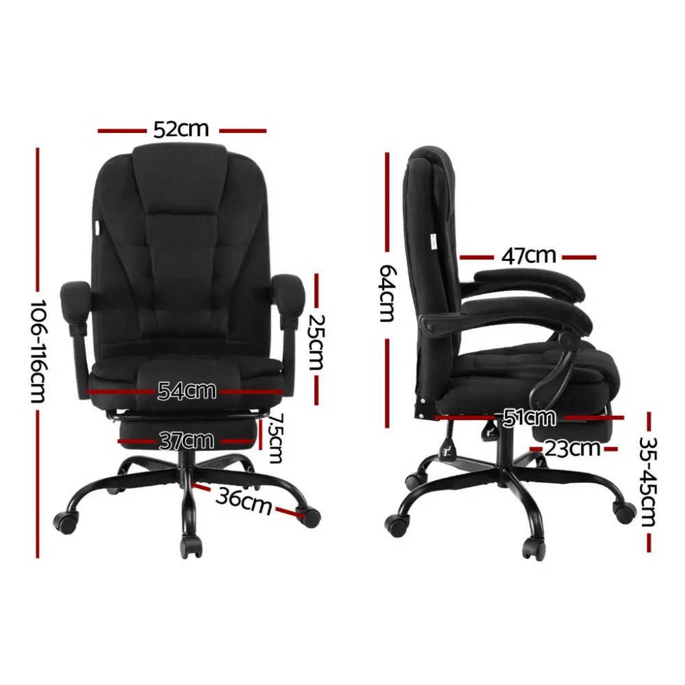 Artiss Office Chair Executive Fabric Seat Racing Computer Desk Chairs Footrest (Black) 2