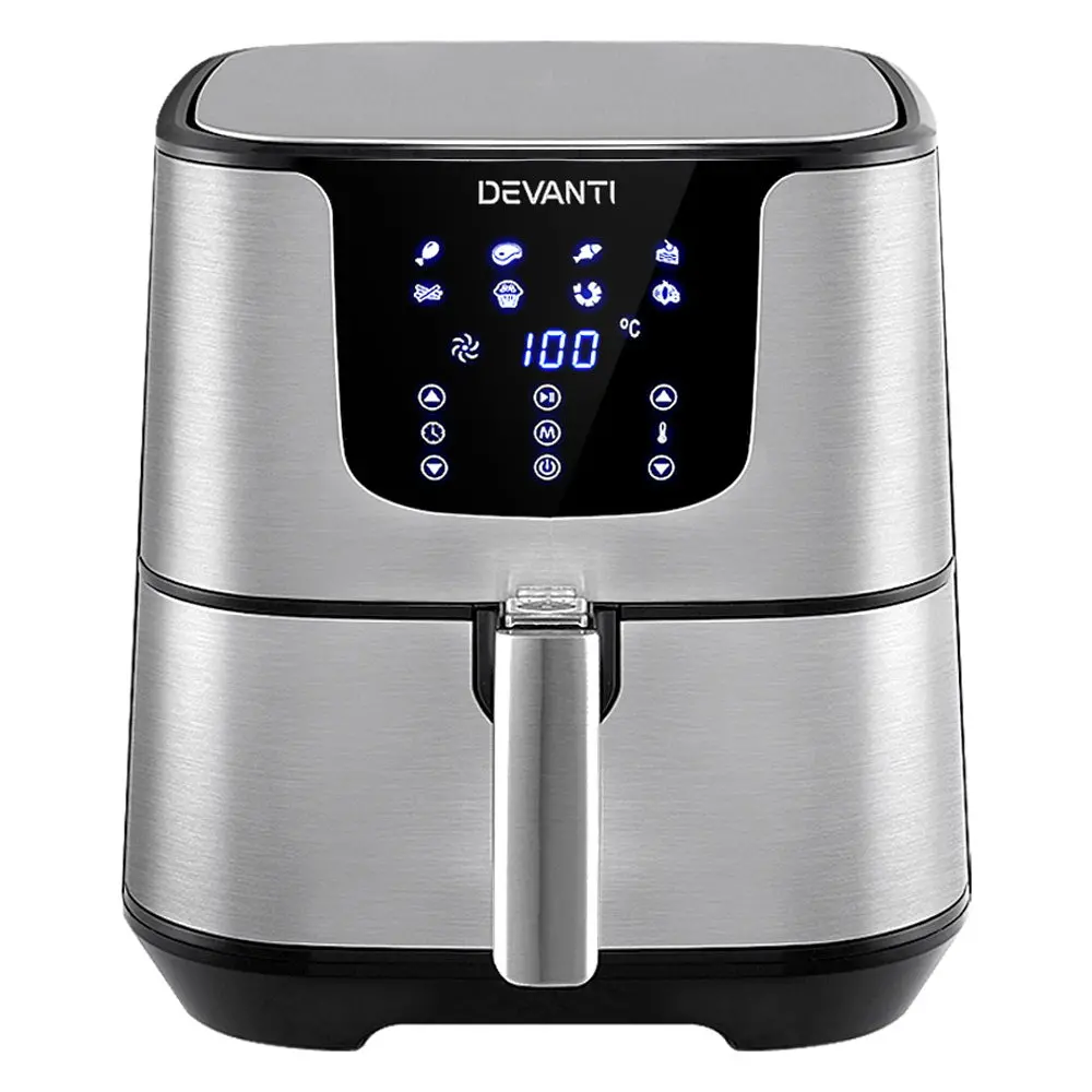 Devanti Air Fryer 7L Lcd Fryers (Stainless Steel) 1