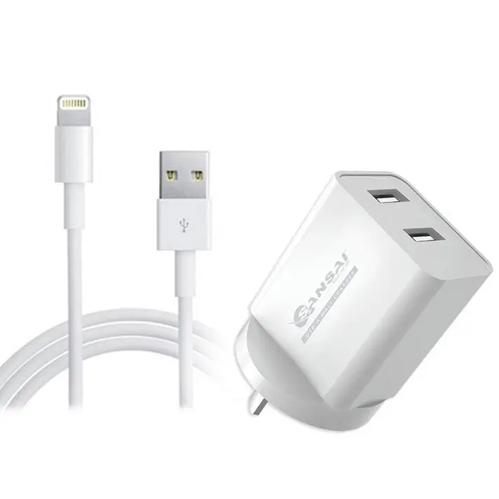 Sansai Wall Charger With 2 Usb Ports & Iphone Charging Cable 1