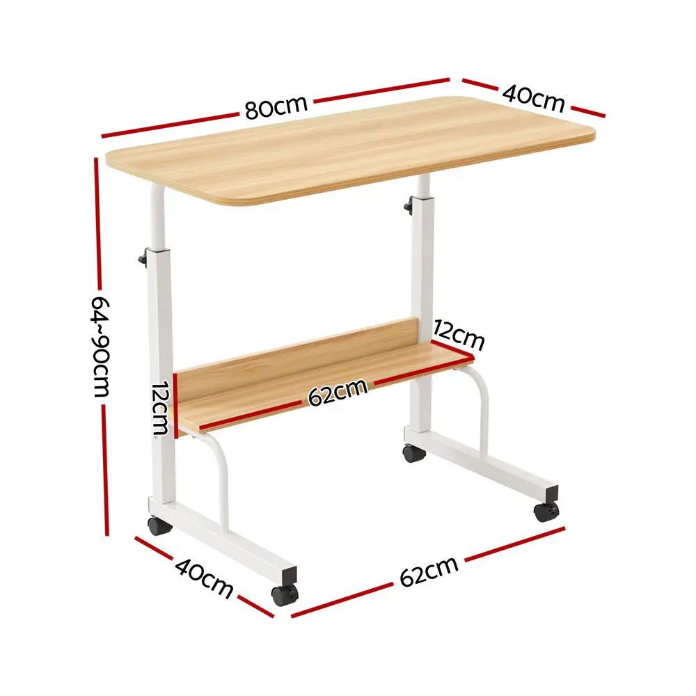 Artiss Portable Sit‑Stand Laptop Desk Height Adjustable Workstation 80Cm - Walnut White 2