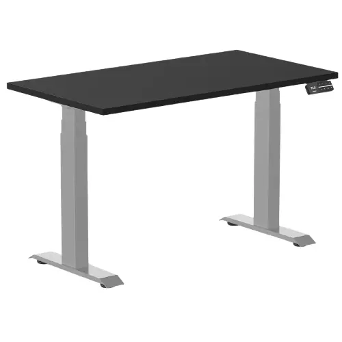 Desky Dual Mini Sit Stand Desk 1100X600 Black Desktop And Grey Frame 1