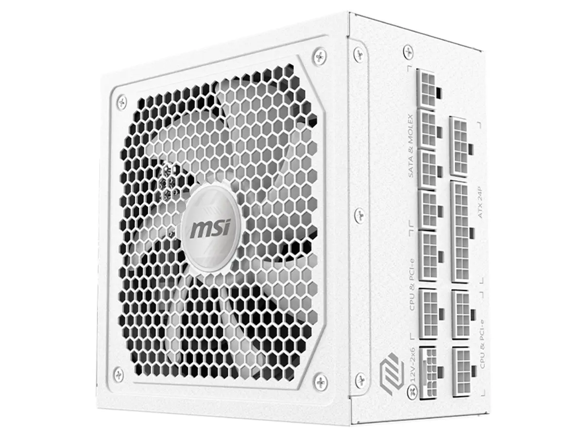 Msi Mag A1000gl 80+ Gold Fully Modular Atx 3.1 Power Supply (White) 1