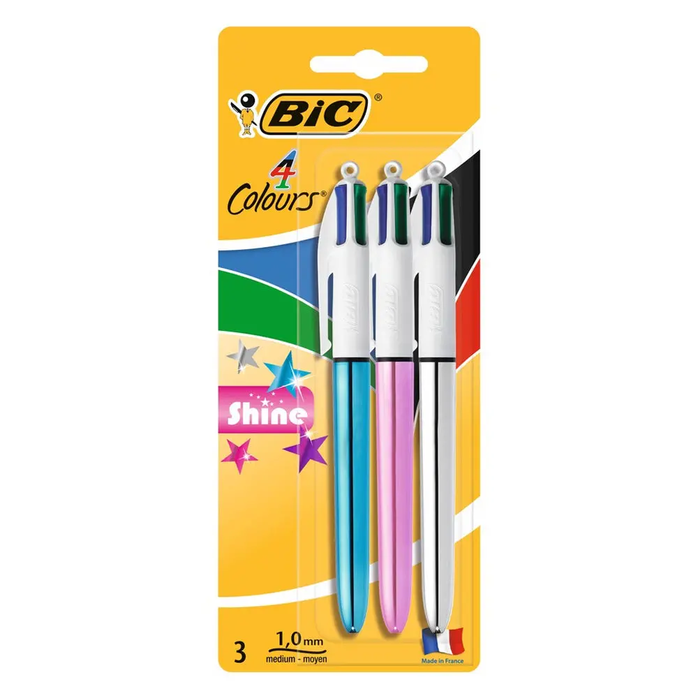 Bic 4-Colour Shine Metallic Pens Set 1.0Mm Stationery (3-Pack) 1