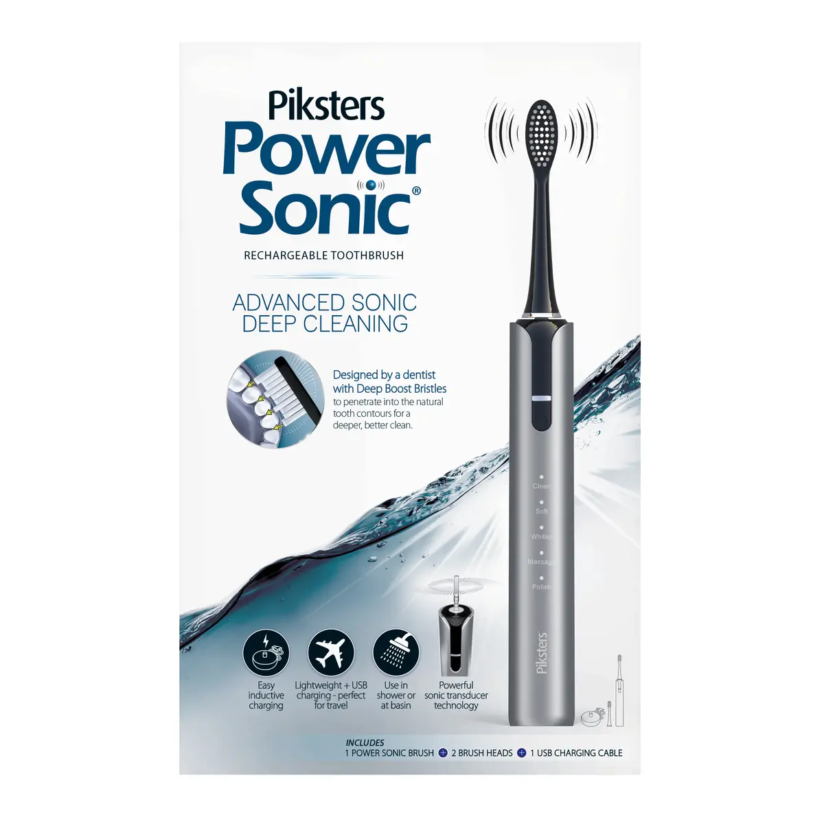 Piksters Power Sonic Toothbrush Grey 2