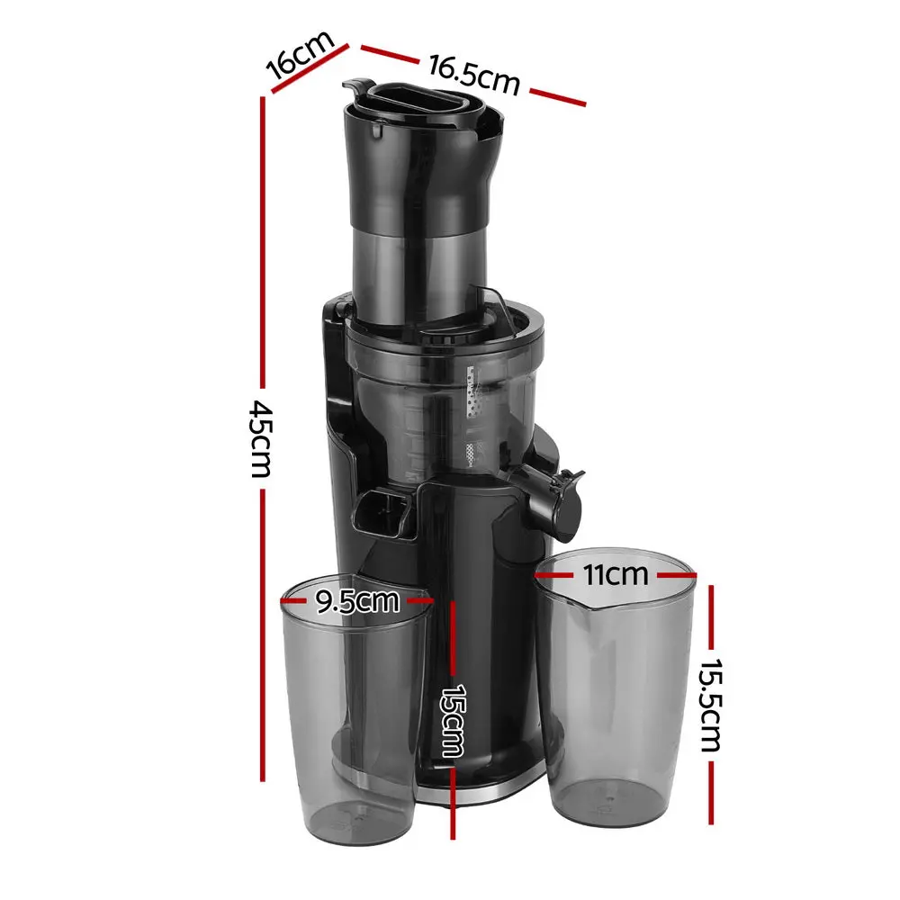 Devanti Slow Juicer Cold Press Fruit Juice Extractor 200W (Black) 2