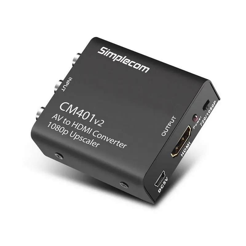Simplecom Composite Av Cvbs To Hdmi Video Converter 1080P Upscaler Alloy Case (Cm401v2) 1