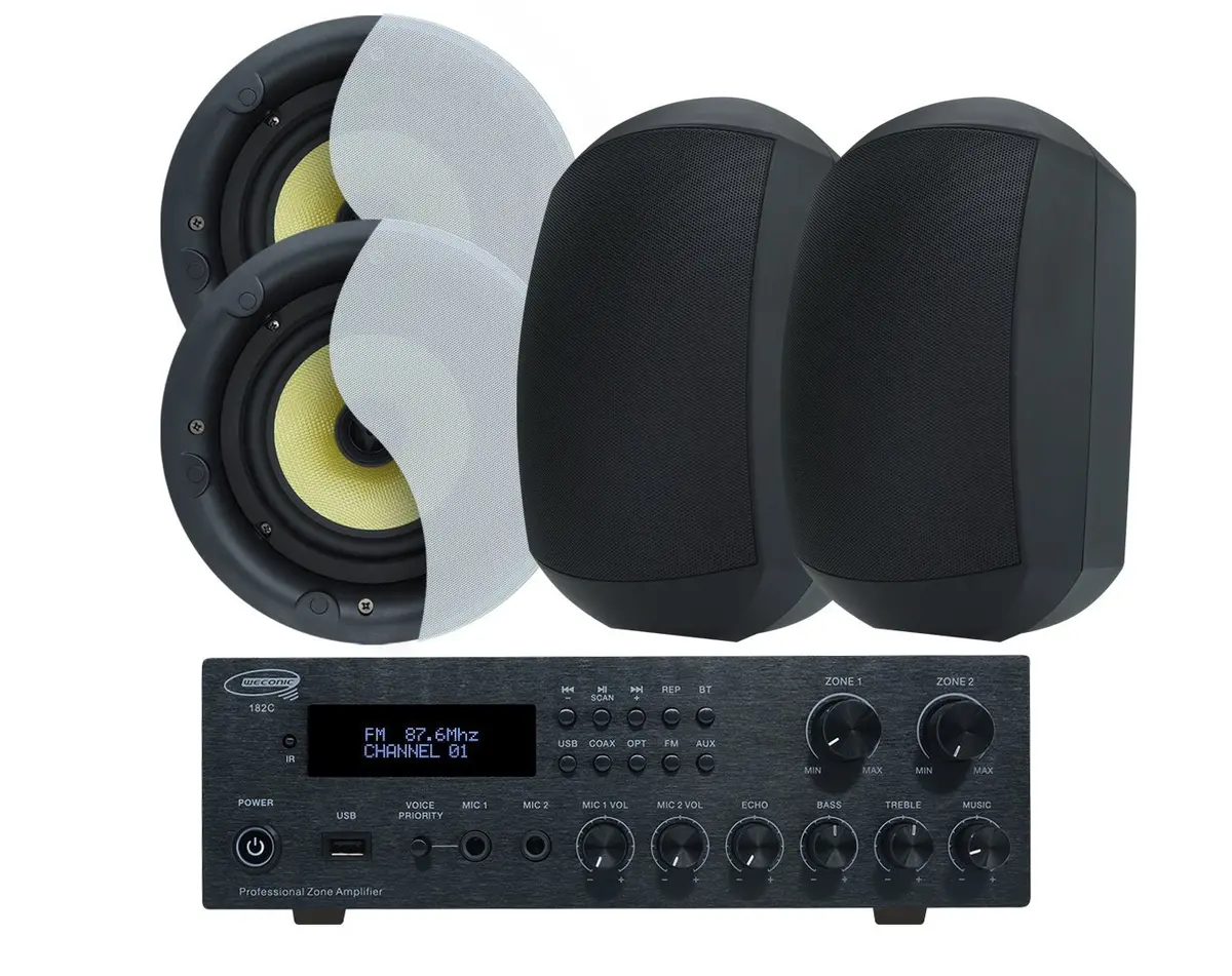 Weconic 6" Indoor Outdoor Ceiling Speaker Package With Bluetooth Amplifier 182C+Lgc63+Wtp660-Blk 1