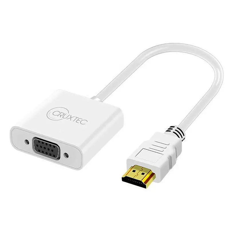 Cruxtec Hdmi Male To Vga Female White Cable Adapter With Audio - 15Cm 1