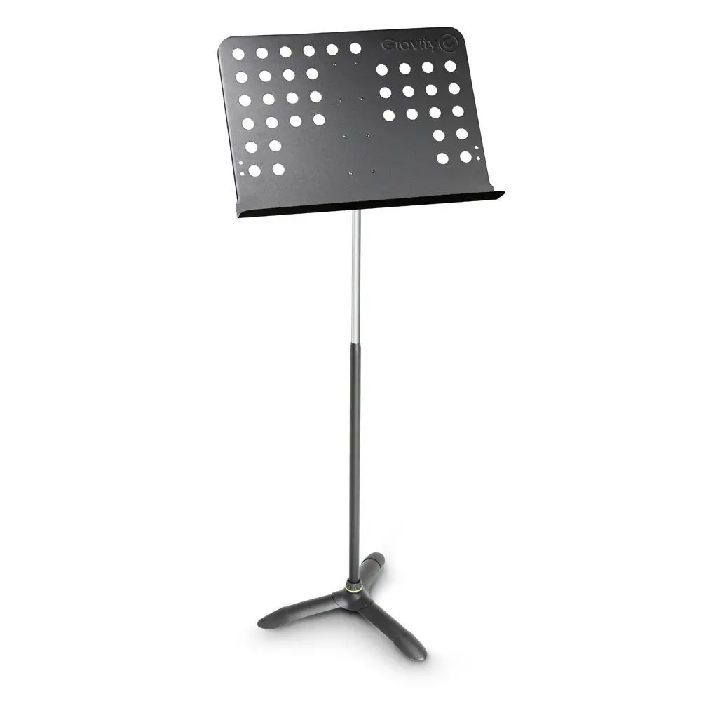 Gravity Nsorc2l Orchestra Tall 150Cm Music Stand With Perforated Steel Desk Black 1