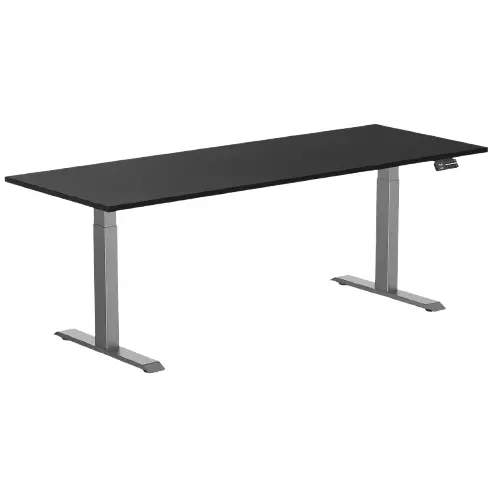 Desky Dual Melamine Sit Stand Desk 200Cm Black Desktop And Space Grey Frame 1