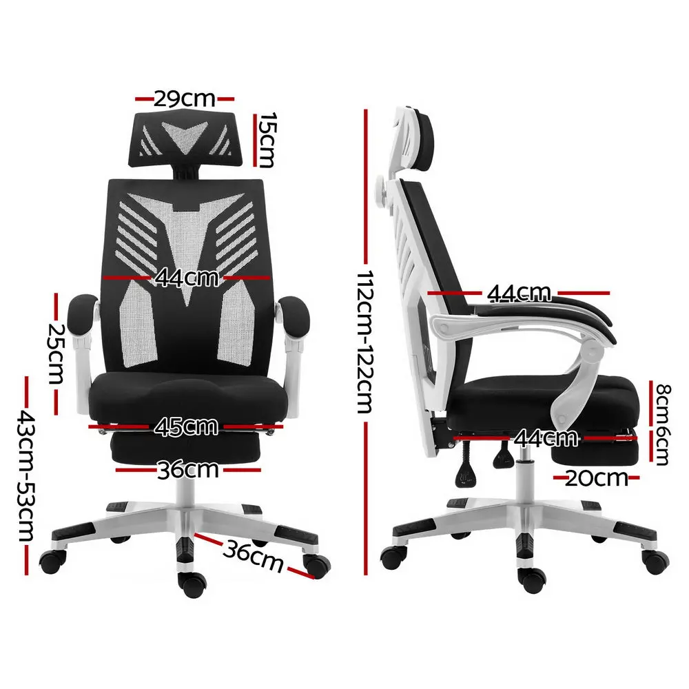 Artiss Mesh Office Chair Recliner (Black/White) 2