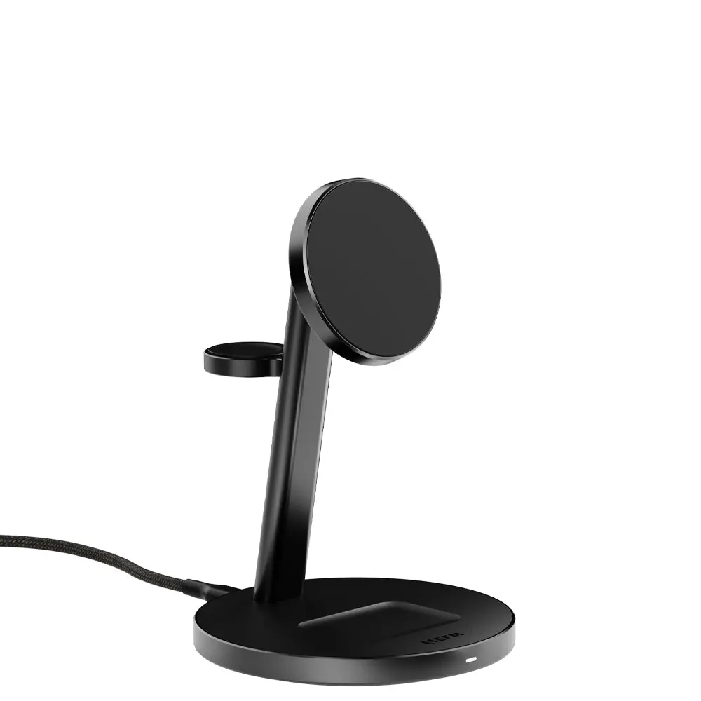 Efm Qi2 Trio Wireless Charge Stand With 30W Power Supply And 1.2M Cable (Black) 2