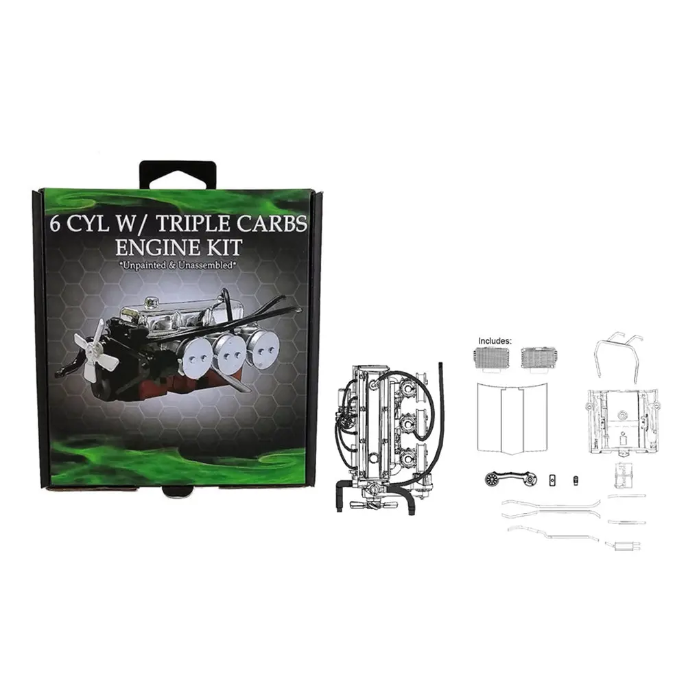 Dda 1:24 Scale Lc/Lj 6 Cyl Engine With Triple Carbs Plastic Kit 2