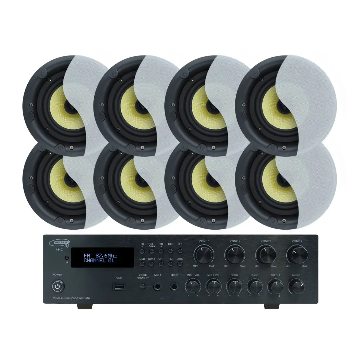 Weconic 8" Ceiling Speaker Package With 320W Bluetooth Amplifier Lgc83 1