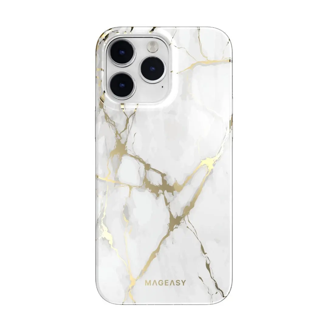 Mageasy Marble Case Iphone 14 Pro - Champagne White 1