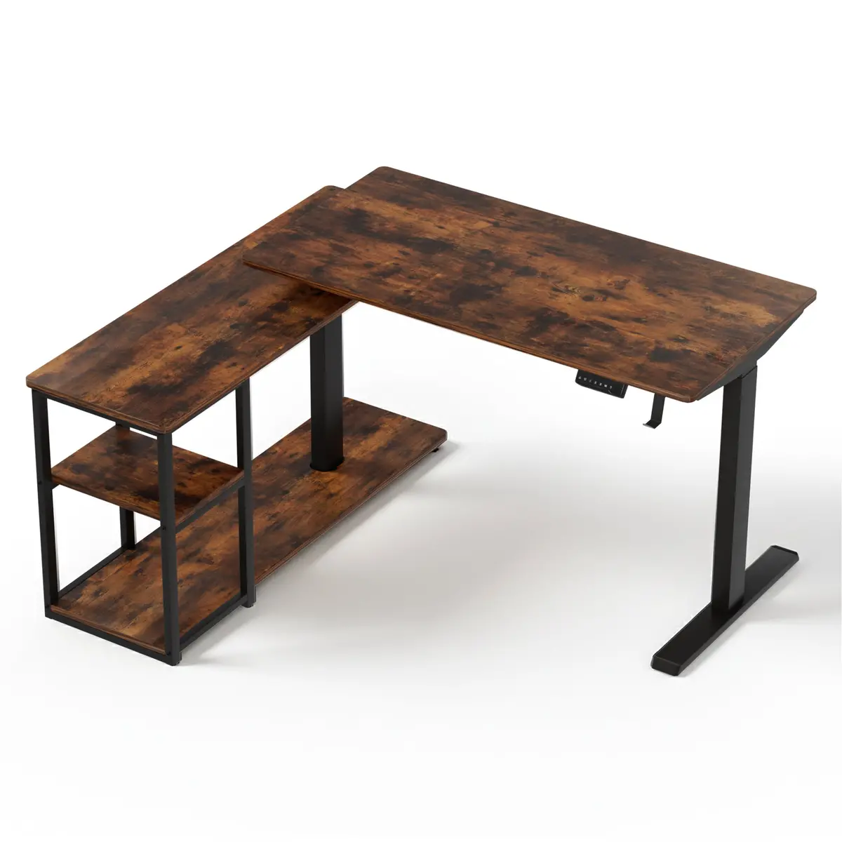 Artiss Electric Standing Desk Adjustable Motorised 120Cm L Shaped Rustic Brown 1