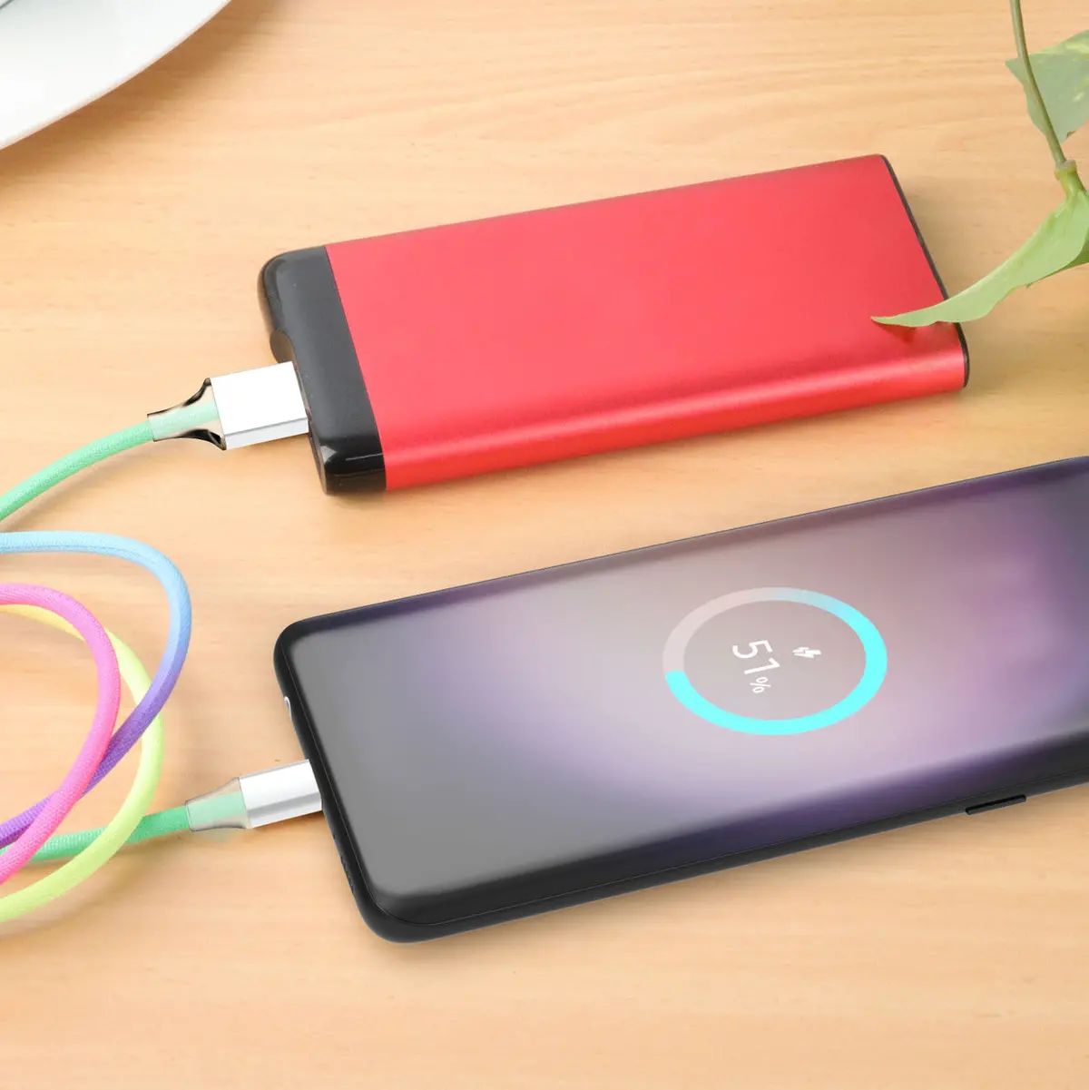 Laser 1M Nylon-Braided Type-C Charging Cable (Rainbow) 2