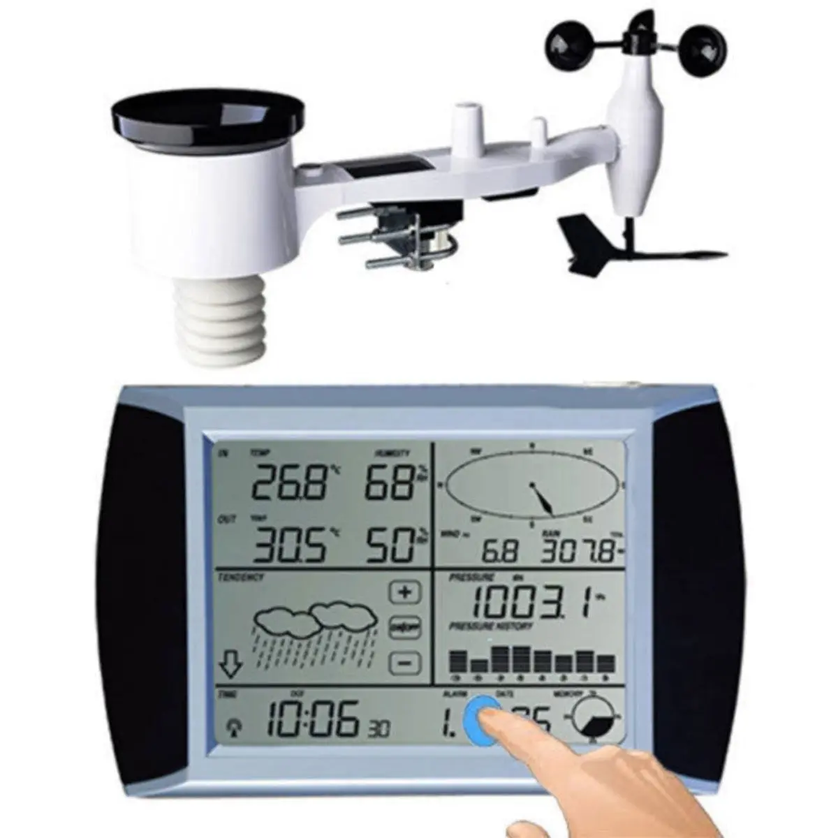 Tesa Ws1081 Ver3 Solar Powered Touch Panel Weather Center With Pc Interface 1