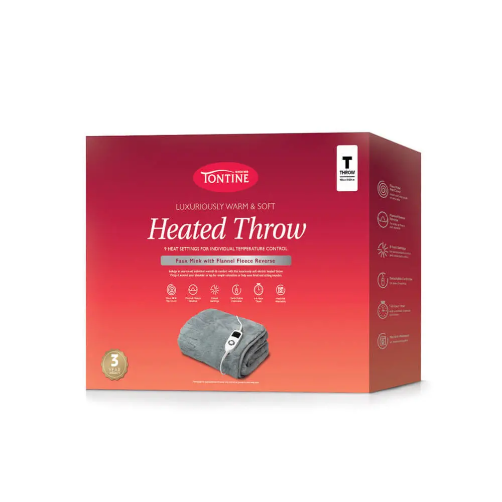 Tontine Luxuriously Warm & Soft Heated Throw - Pewter Blue 120X160 Cm 1
