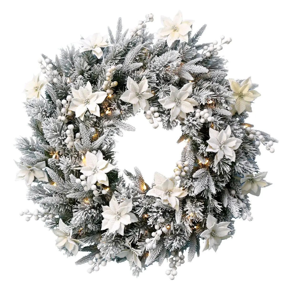 Christabelle 61Cm Snow Christmas Wreath Colonial With Led Lights Front Door Decoration Ornament 1