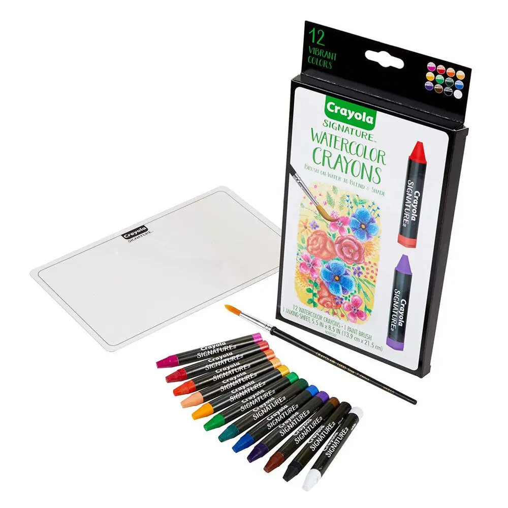 12Pc Crayola Signature Non-Toxic Premium Watercolor Crayons For 14+ Teens 1