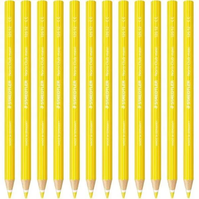 Staedtler Noris Club Maxi Learner Coloured Pencils Pack 12 (Yellow) 1